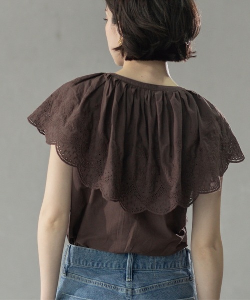 セール】刺繍レースカラーブラウス（シャツ/ブラウス）｜OPAQUE