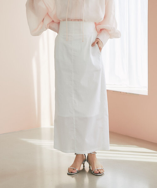 La boutique BonBon コットンナイロンナローマキシスカート セール】【3サイズ展開あり】コットンナイロンナローマキシ