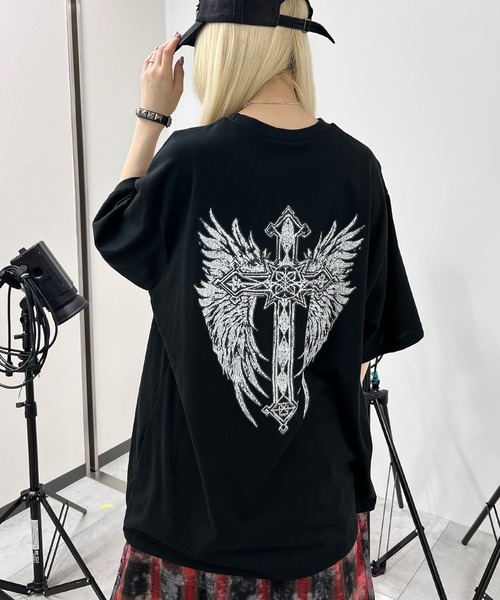 Figments(フィグメンツ)の「【日本製】Y2KクロスウイングビッグT(Tシャツ/カットソー・レディース・ブラック/ホワイト・FREE)」の5枚目の写真