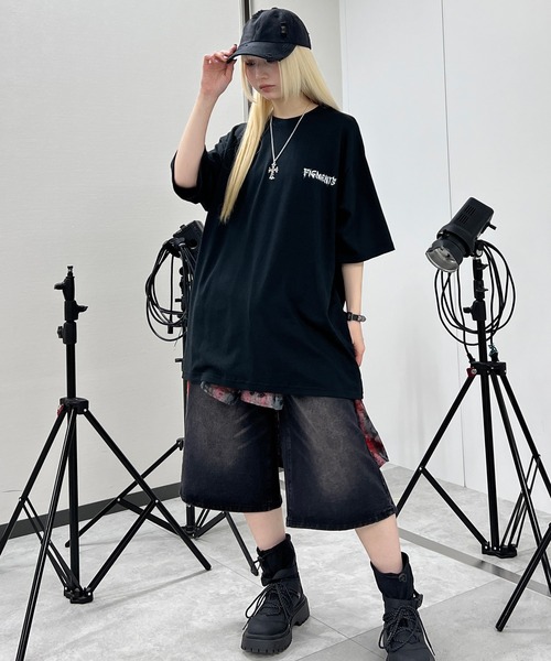Figments(フィグメンツ)の「【日本製】Y2KクロスウイングビッグT(Tシャツ/カットソー・レディース・ブラック/ホワイト・FREE)」の7枚目の写真