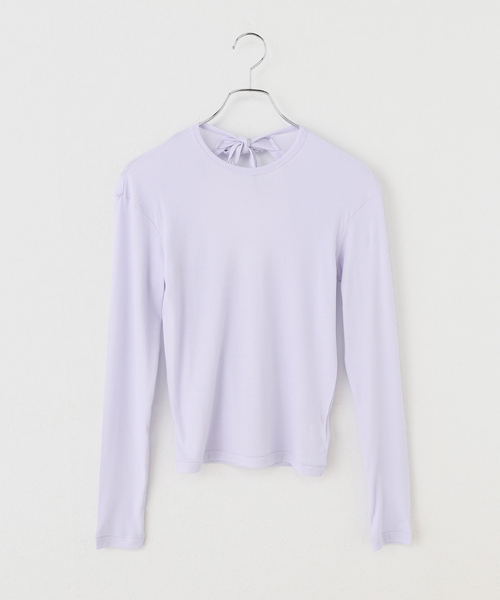 EMILY WEEK（エミリーウィーク）の「【babaco/ババコ】 Twisted Cotton Back Tied ロングスリーブT / BA01-CR25（Tシャツ/カットソー・レディース・ブラック/パープル・LARGE）」の2枚目の写真