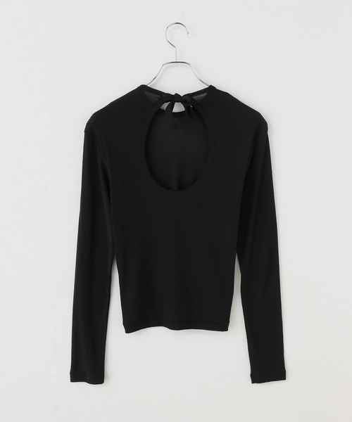 EMILY WEEK（エミリーウィーク）の「【babaco/ババコ】 Twisted Cotton Back Tied ロングスリーブT / BA01-CR25（Tシャツ/カットソー・レディース・ブラック/パープル・LARGE）」の3枚目の写真