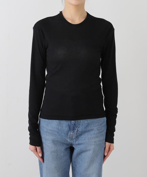EMILY WEEK（エミリーウィーク）の「【babaco/ババコ】 Twisted Cotton Back Tied ロングスリーブT / BA01-CR25（Tシャツ/カットソー・レディース・ブラック/パープル・LARGE）」の10枚目の写真