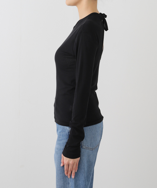 EMILY WEEK（エミリーウィーク）の「【babaco/ババコ】 Twisted Cotton Back Tied ロングスリーブT / BA01-CR25（Tシャツ/カットソー・レディース・ブラック/パープル・LARGE）」の11枚目の写真