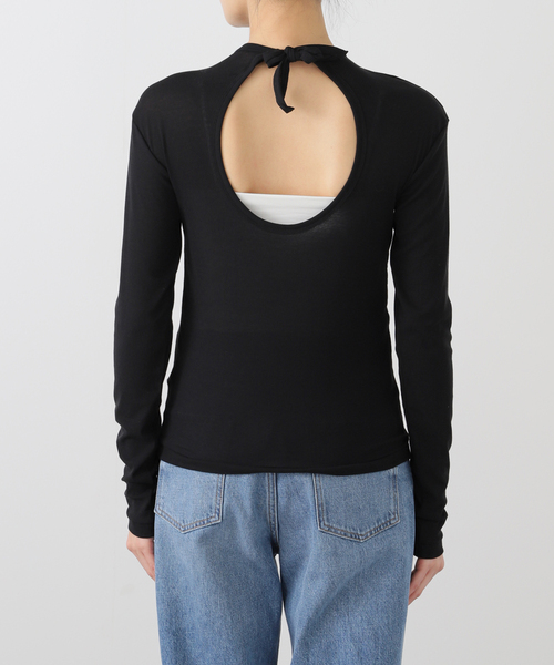 EMILY WEEK（エミリーウィーク）の「【babaco/ババコ】 Twisted Cotton Back Tied ロングスリーブT / BA01-CR25（Tシャツ/カットソー・レディース・ブラック/パープル・LARGE）」の12枚目の写真