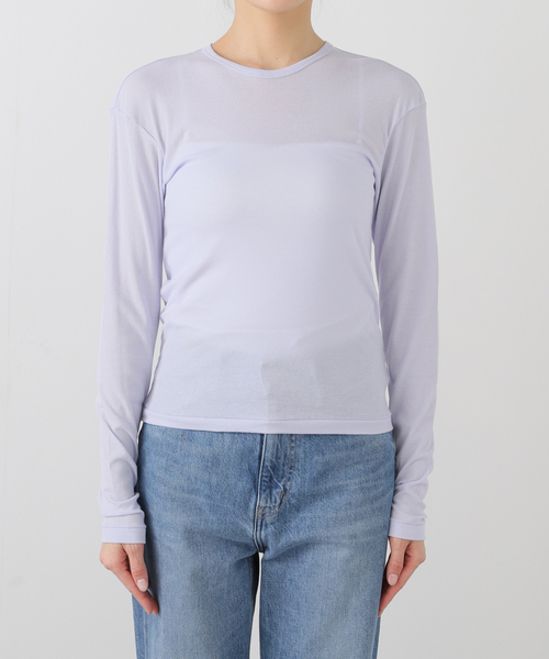 EMILY WEEK（エミリーウィーク）の「【babaco/ババコ】 Twisted Cotton Back Tied ロングスリーブT / BA01-CR25（Tシャツ/カットソー・レディース・ブラック/パープル・LARGE）」の14枚目の写真