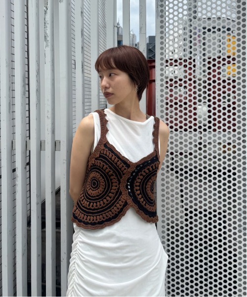 トップス AMERI CROCHET COLOR SCHEME MOTIF BUSTIER CROCHET COLOR SCHEME MOTIF BUSTIER（その他トップス）｜Ameri