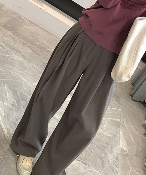 DECADE CLASSIC(ディケイド クラシック)の「ベルト付きタックワイドパンツ(チノパンツ・レディース・ダークグレー/ライトベージュ/ベージュ・SMALL/MEDIUM)」の8枚目の写真