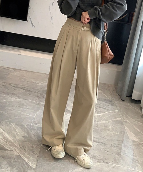 ベルト付きタックチノパンツ ベルト付きタックチノパンツ ベルト付きタックチノパンツ