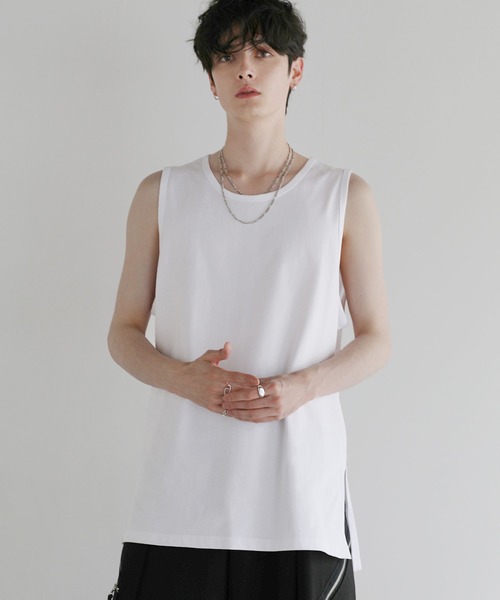 LILL（リル）の「ルーズシルエットサイドスリットアソートタンクトップ（タンクトップ・メンズ・ブラック系その他/グレー系/ブラック/ブラック系その他2/ホワイト/ホワイト系その他/ブラック系・XS/S/M/L）」の9枚目の写真