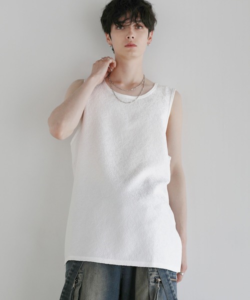 LILL（リル）の「ルーズシルエットサイドスリットアソートタンクトップ（タンクトップ・メンズ・ブラック系その他/グレー系/ブラック/ブラック系その他2/ホワイト/ホワイト系その他/ブラック系・XS/S/M/L）」の18枚目の写真