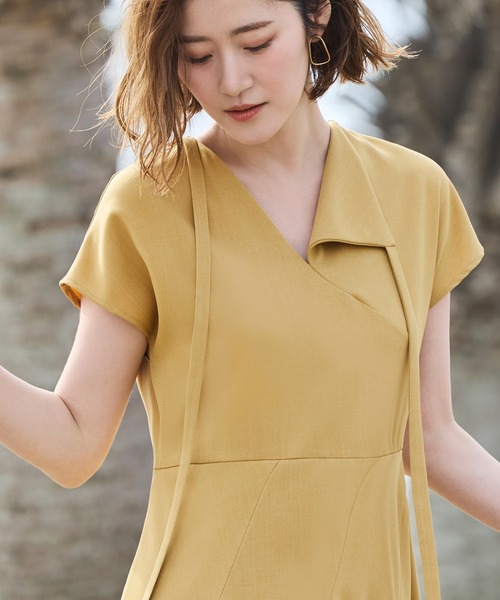 RUIRUE BOUTIQUE(ルイルエブティック)の「洗える | アシメ タック フレア ロングワンピース | レディース おしゃれ きれいめ オフィスカジュアル 通勤服 リゾート ロングワンピ ワンピース(ワンピース・レディース・ブラック/ライトグレー/イエロー・S/M/L/LL)」の11枚目の写真