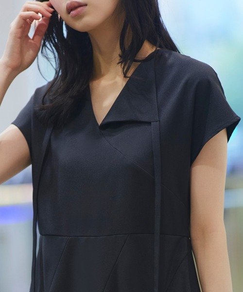 RUIRUE BOUTIQUE(ルイルエブティック)の「洗える | アシメ タック フレア ロングワンピース | レディース おしゃれ きれいめ オフィスカジュアル 通勤服 リゾート ロングワンピ ワンピース(ワンピース・レディース・ブラック/ライトグレー/イエロー・S/M/L/LL)」の15枚目の写真