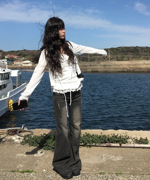デニムパンツ ブーツカット ブラック ヴィンテージ モード 韓国 楽天市場】【送料無料】ブーツカットデニムパンツ レディース