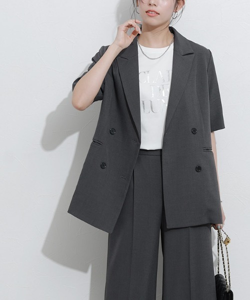 Pierrot(ピエロ)の「選べる接触冷感半袖ジャケット(その他アウター・レディース・ブラック系その他/ネイビー系/チャコール/ネイビー/ブラック/ベージュ系その他/ライトベージュ・L/M)」の4枚目の写真