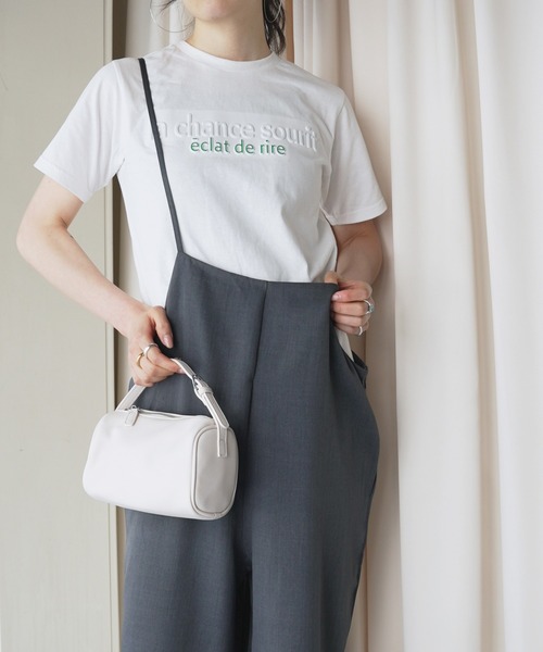 O'fmus(オフムス)の「【O'fmus】エンボスロゴコンパクトTシャツ ofmw25s018(Tシャツ/カットソー・レディース・ホワイト/チャコールグレー・FREE)」の6枚目の写真