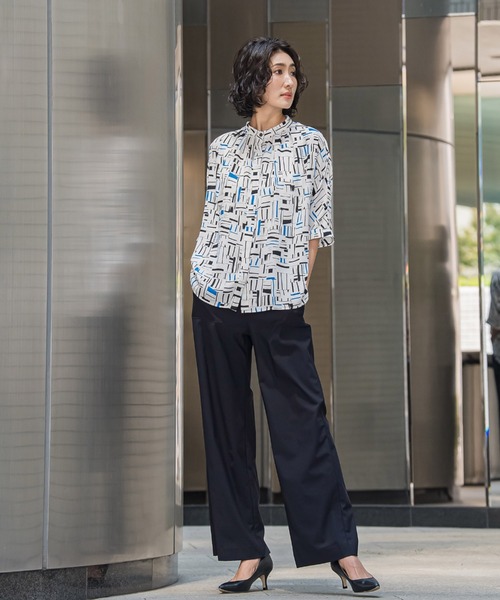 セール】幾何柄ブラウス≪洗濯機で洗える≫（シャツ/ブラウス）｜la.f