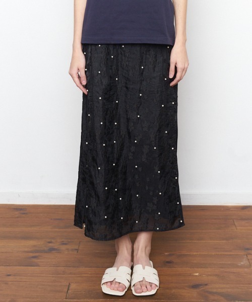 Muel Chic(ミュエルシック)の「Adela pearl skirt アデラパールスカート(スカート・レディース・ブラック/クリアブルー/オフホワイト・FREE)」の16枚目の写真
