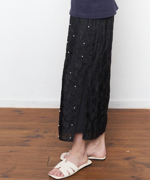 Muel Chic(ミュエルシック)の「Adela pearl skirt アデラパールスカート(スカート・レディース・ブラック/クリアブルー/オフホワイト・FREE)」の20枚目の写真