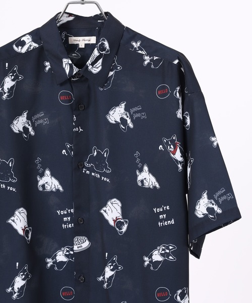 Candy Fantasy(キャンディーファンタジー)の「総柄 アニマルプリント S/Sシャツ(シャツ/ブラウス・メンズ・ベージュ/ネイビー/ミント/ブルー/ブルーグレー/グリーン/サックスブルー/ブラック系2/ブラック系5/ブラック系1/ホワイト系3/ホワイト系2/ホワイト系5/ホワイト系4/ホワイト系1/ブラック系4・LL/M/L)」の7枚目の写真