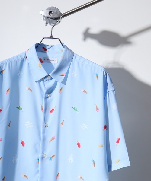 Candy Fantasy(キャンディーファンタジー)の「総柄 アニマルプリント S/Sシャツ(シャツ/ブラウス・メンズ・ベージュ/ネイビー/ミント/ブルー/ブルーグレー/グリーン/サックスブルー/ブラック系2/ブラック系5/ブラック系1/ホワイト系3/ホワイト系2/ホワイト系5/ホワイト系4/ホワイト系1/ブラック系4・LL/M/L)」の15枚目の写真