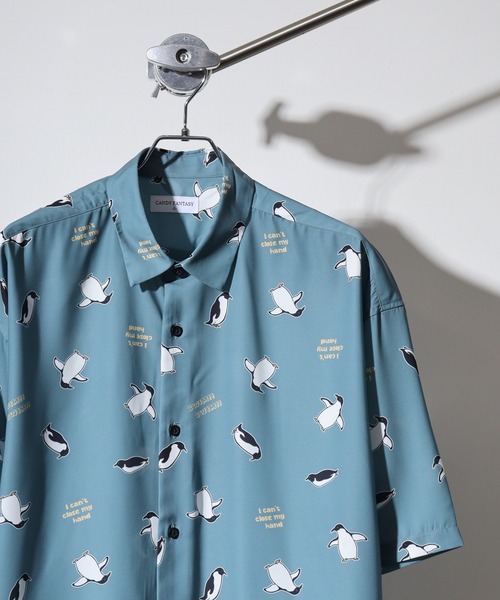 Candy Fantasy(キャンディーファンタジー)の「総柄 アニマルプリント S/Sシャツ(シャツ/ブラウス・メンズ・ベージュ/ネイビー/ミント/ブルー/ブルーグレー/グリーン/サックスブルー/ブラック系2/ブラック系5/ブラック系1/ホワイト系3/ホワイト系2/ホワイト系5/ホワイト系4/ホワイト系1/ブラック系4・LL/M/L)」の11枚目の写真
