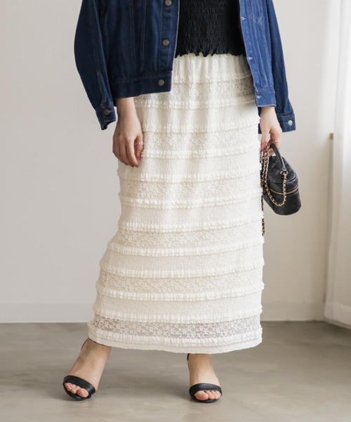 CLETTE(クレット)の「フリルレースナロースカート(スカート・レディース・ブラック/アイボリー・4L/3L/LL)」の8枚目の写真