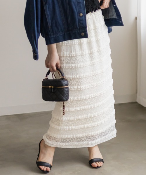 CLETTE(クレット)の「フリルレースナロースカート(スカート・レディース・ブラック/アイボリー・4L/3L/LL)」の9枚目の写真