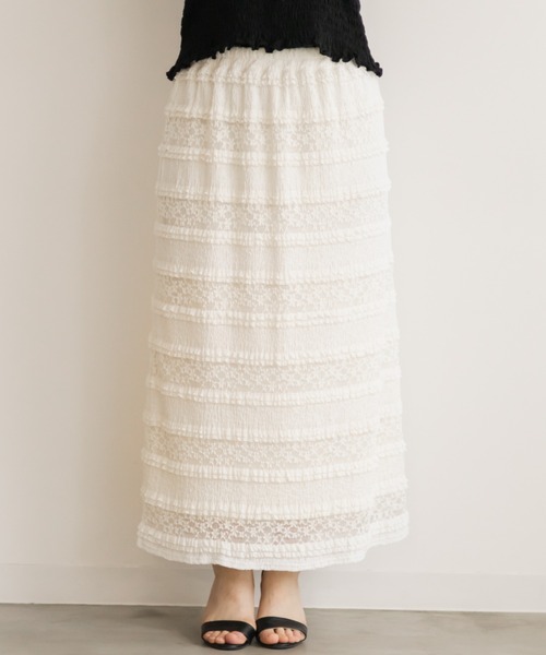 CLETTE(クレット)の「フリルレースナロースカート(スカート・レディース・ブラック/アイボリー・4L/3L/LL)」の11枚目の写真