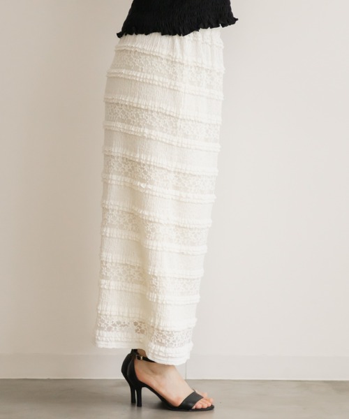 CLETTE(クレット)の「フリルレースナロースカート(スカート・レディース・ブラック/アイボリー・4L/3L/LL)」の12枚目の写真