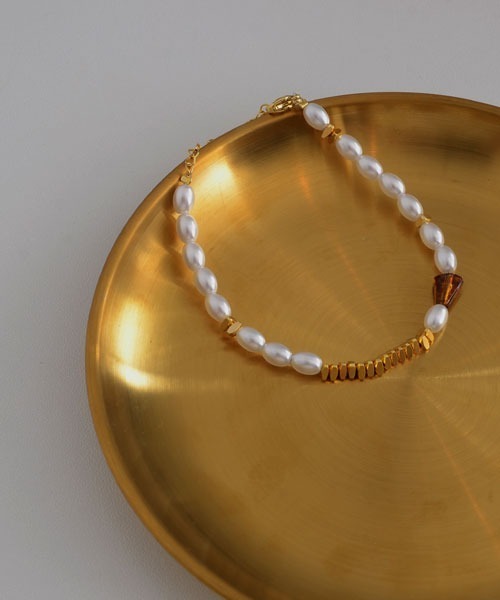 パールビーズ ゴールドブレスレット Amazon | Zeffy ゴールドパールビーズブレスレット、女性用、14K
