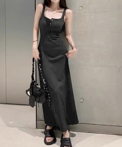 美品✨ROPE' ロペ ヘンリーネックムジギャザーワンピース　ロング　36 美品✨ROPE' ロペ ヘンリーネックムジギャザーワンピース ロング 36