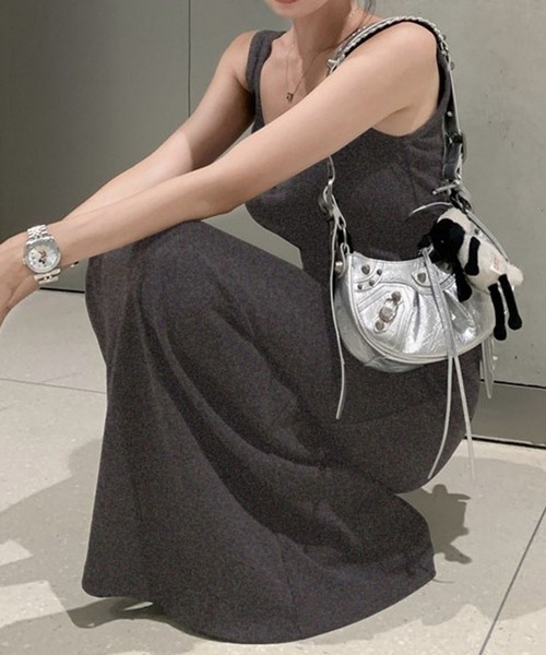 美品✨ROPE' ロペ ヘンリーネックムジギャザーワンピース　ロング　36 美品✨ROPE' ロペ ヘンリーネックムジギャザーワンピース ロング