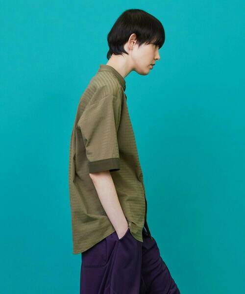 FRAPBOIS（フラボア）の「ボーダーサッカー シャツ（シャツ/ブラウス・レディース・カーキ/ブラック・1/2）」の16枚目の写真