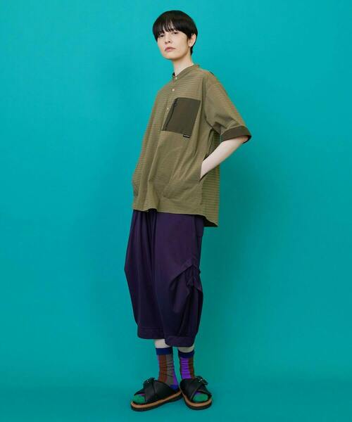 FRAPBOIS（フラボア）の「ボーダーサッカー シャツ（シャツ/ブラウス・レディース・カーキ/ブラック・1/2）」の19枚目の写真