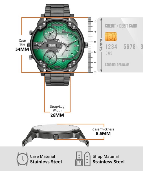 DIESEL(ディーゼル)の「ディーゼル 腕時計 メンズ アナログ ステンレス DZ7488(アナログ腕時計・メンズ・シルバーグレー・FREE)」の5枚目の写真