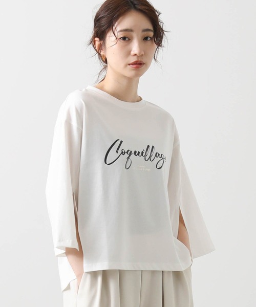 Gready Brilliant(グレディブリリアン)の「ロゴ袖スリット7分カットソー(Tシャツ/カットソー・レディース・ブラック/オフホワイト・38)」の13枚目の写真