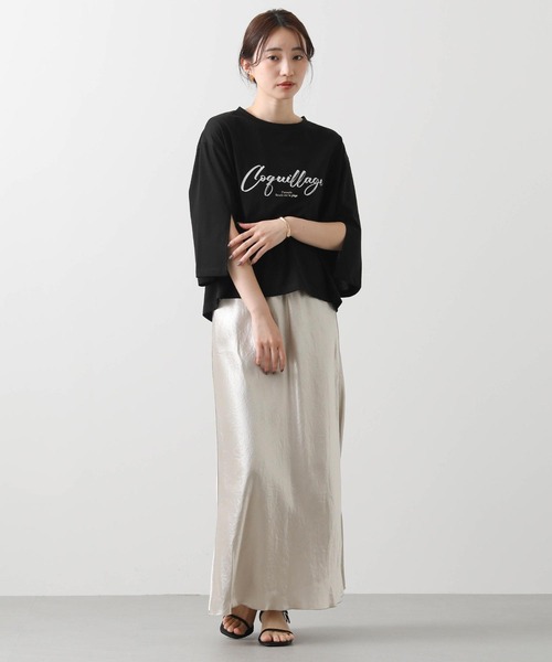 Gready Brilliant(グレディブリリアン)の「ロゴ袖スリット7分カットソー(Tシャツ/カットソー・レディース・ブラック/オフホワイト・38)」の19枚目の写真