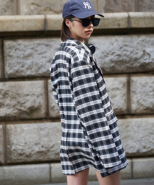 DURAS(デュラス)の「チェックダブルジャケット(テーラードジャケット・レディース・ブラック×ホワイト・FREE)」の7枚目の写真