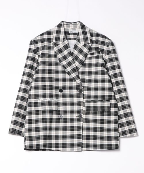 DURAS(デュラス)の「チェックダブルジャケット(テーラードジャケット・レディース・ブラック×ホワイト・FREE)」の2枚目の写真