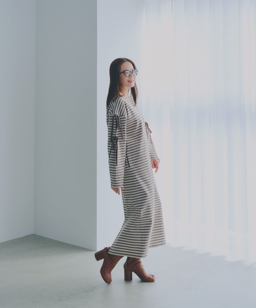 セール】高山直子さんコラボ/袖リボンカットワンピース長袖/EiiS