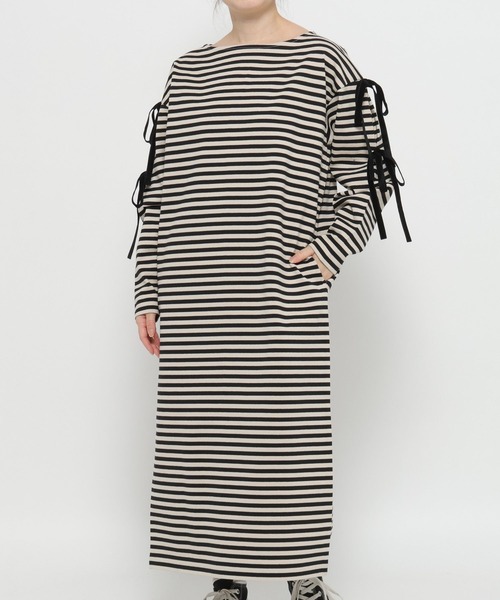セール】高山直子さんコラボ/袖リボンカットワンピース長袖/EiiS