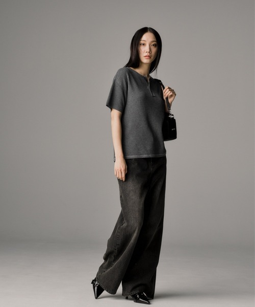THE CLE（ザクレ）の「HENLEY NECK POLO SHIRT（ニット/セーター・メンズ・アイボリー/ブラック/チャコール・SMALL/MEDIUM/LARGE）」の6枚目の写真