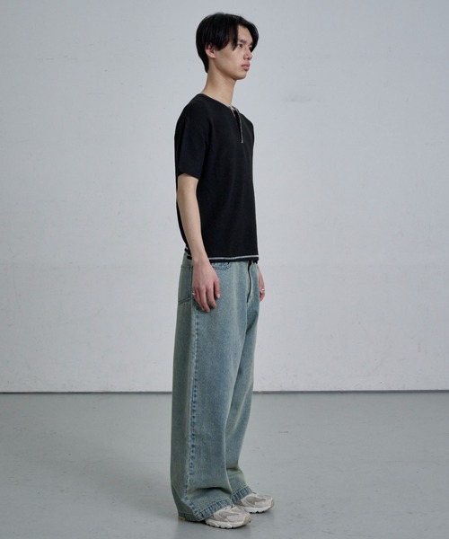 THE CLE（ザクレ）の「HENLEY NECK POLO SHIRT / ヘンリーネックポロシャツ【ヘンリーネック】【ポロ】 ポロシャツ トップス メンズ（ポロシャツ・メンズ・チャコール/アイボリー/ブラック・SMALL/MEDIUM/LARGE）」の8枚目の写真