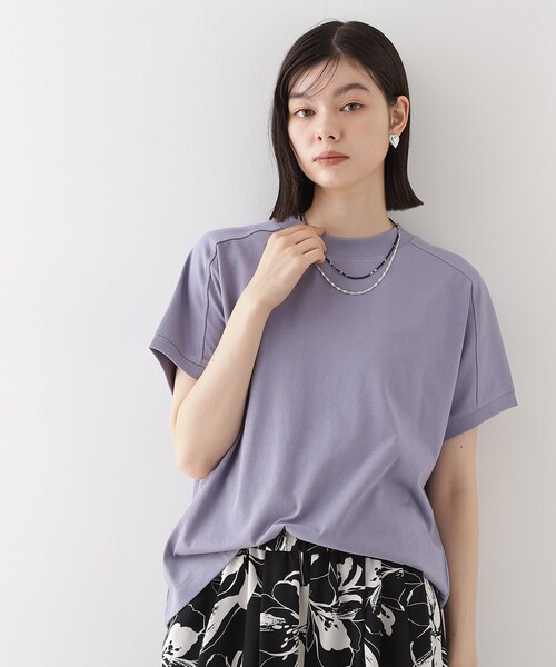 THE SHOP TK (ザ ショップ ティーケー )の「フレンチ袖プルオーバー【毛玉になりにくい/接触冷感/UV/洗濯機OK】(Tシャツ/カットソー・レディース・オフホワイト/ブラック/ライトパープル/ワインレッド・12/13)」の4枚目の写真