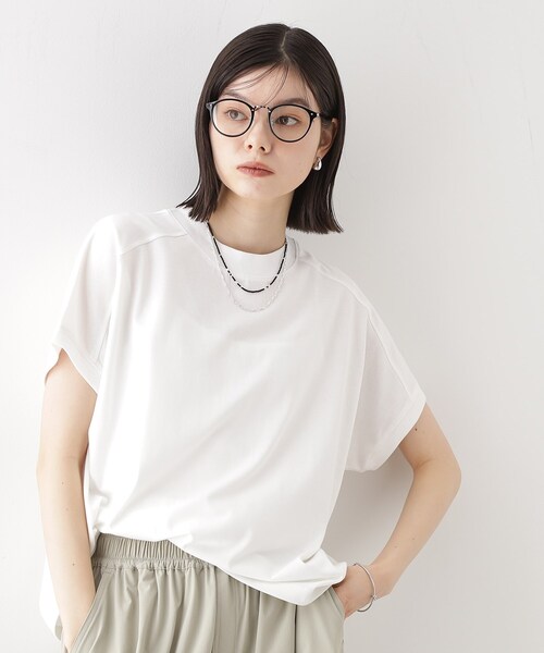 THE SHOP TK (ザ ショップ ティーケー )の「フレンチ袖プルオーバー【毛玉になりにくい/接触冷感/UV/洗濯機OK】(Tシャツ/カットソー・レディース・オフホワイト/ブラック/ライトパープル/ワインレッド・12/13)」の6枚目の写真