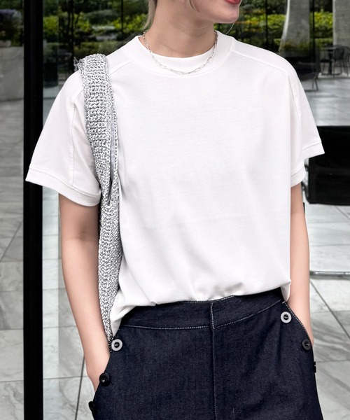 THE SHOP TK (ザ ショップ ティーケー )の「フレンチ袖プルオーバー【毛玉になりにくい/接触冷感/UV/洗濯機OK】(Tシャツ/カットソー・レディース・オフホワイト/ブラック/ライトパープル/ワインレッド・12/13)」の2枚目の写真