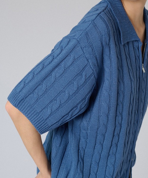 ONCILY（オンシェリー）の「DOUBLE-ZIP KNIT SHIRT / ダブルジップニットシャツ（シャツ/ブラウス・メンズ・ブラック/ブルー/グレー・MEDIUM/SMALL/LARGE）」の21枚目の写真