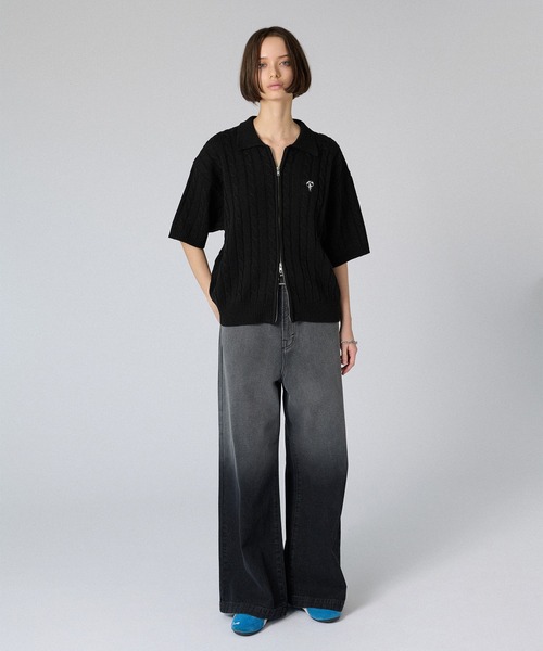 ONCILY（オンシェリー）の「DOUBLE-ZIP KNIT SHIRT / ダブルジップニットシャツ（シャツ/ブラウス・メンズ・ブラック/ブルー/グレー・MEDIUM/SMALL/LARGE）」の12枚目の写真