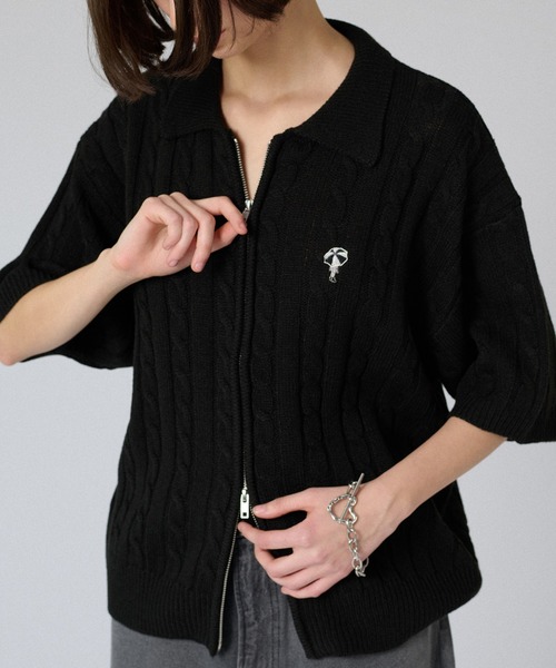 ONCILY（オンシェリー）の「DOUBLE-ZIP KNIT SHIRT / ダブルジップニットシャツ（シャツ/ブラウス・メンズ・ブラック/ブルー/グレー・MEDIUM/SMALL/LARGE）」の6枚目の写真